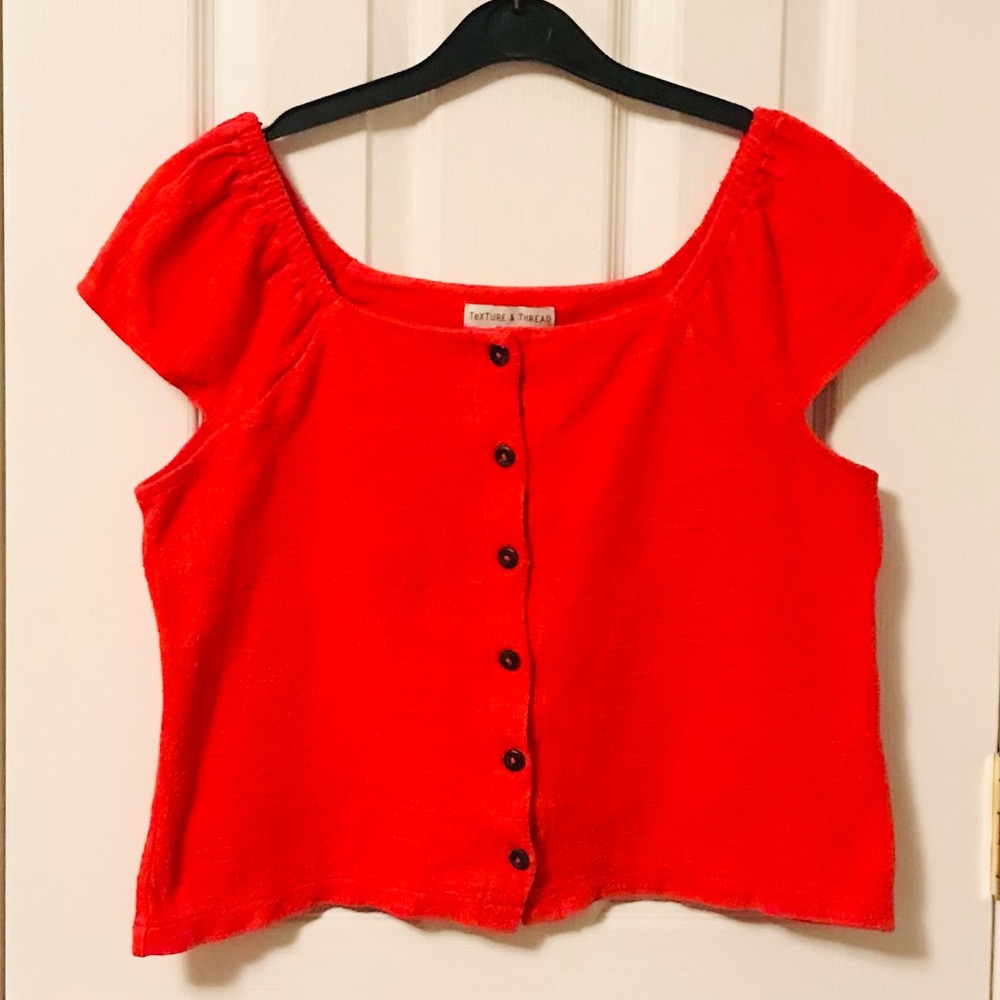 Red Madewell “Texture & Thread” crop top